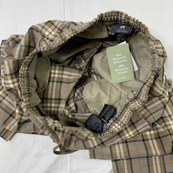 H&M Relaxed fit Beige Plaid Autumn Unisex Plaid Pants - Picture 2 of 4